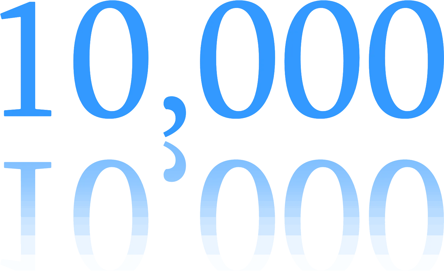 A large blue announcement of needing a "10,000 loan" dominates the image against a darker blue background.