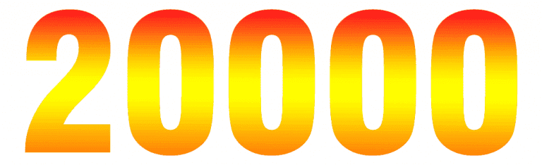 A gradient number sequence of "20000 loan with bad credit" with warm yellow to orange colors, likely symbolizing a challenging financial milestone or count.