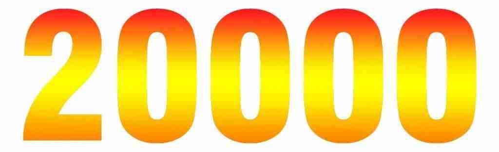 A gradient number sequence of "20000 loan with bad credit" with warm yellow to orange colors, likely symbolizing a challenging financial milestone or count.