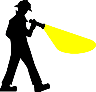 Silhouette of a person using a flashlight, searching but can't get qualified for a loan.
