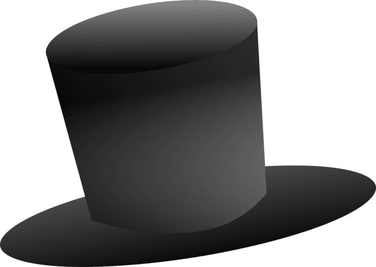 A digitally rendered black top hat on a teal background.