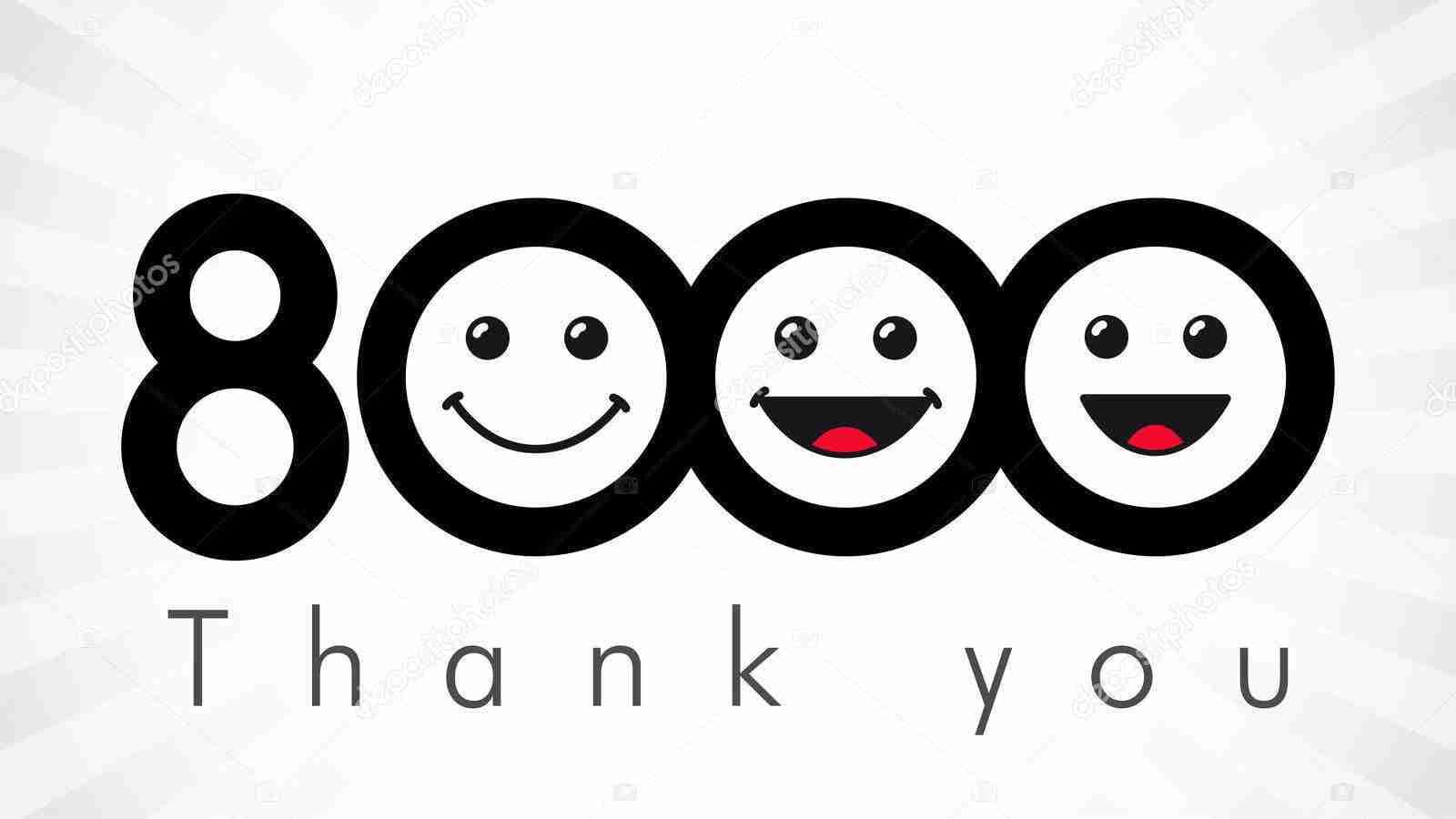 A playful "thank you" message featuring the numbers 800 illustrated with smiling faces, conveying appreciation in a whimsical and friendly manner.